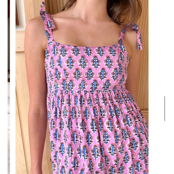 Emerson Fry India Collection Sara Tier Dress Day Flowers Aurora Pink Size Large - Picture 7 of 16